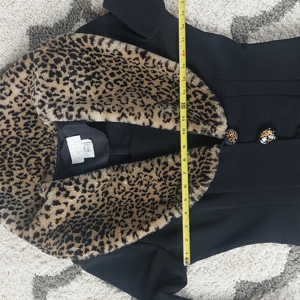 Cache Leopard & black skirt & jacket two-piece suit union made vintage size Med - Picture 14 of 16